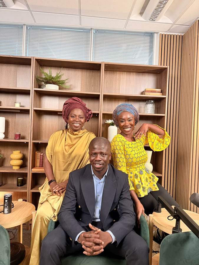 Gele Glamzzz founder appearing on a podcast